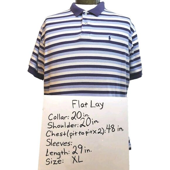 Polo Ralph Lauren Shirt Mens XL Blue Striped Short Sleeve Made In Bolivia‎ - Picture 5 of 9